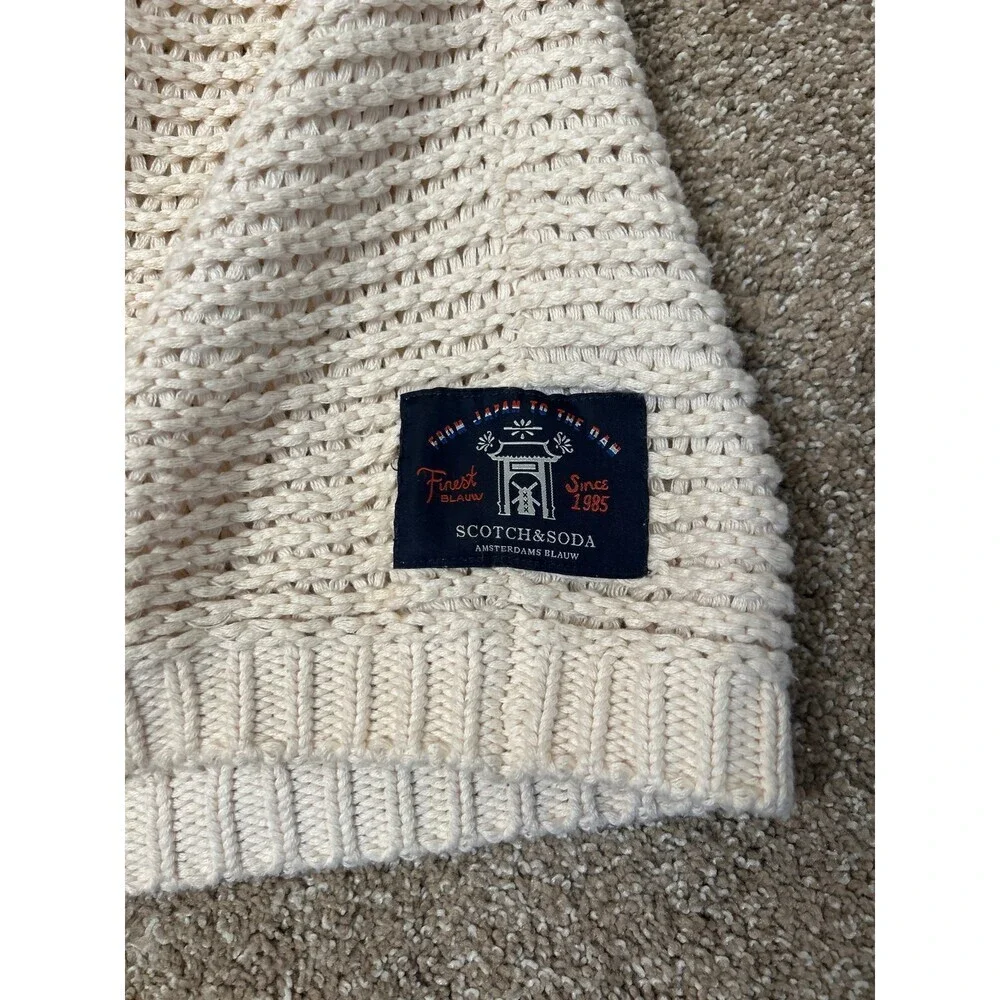 Scotch & Soda unisex men's sweater loose knit striped blue/orange/white SZ XL